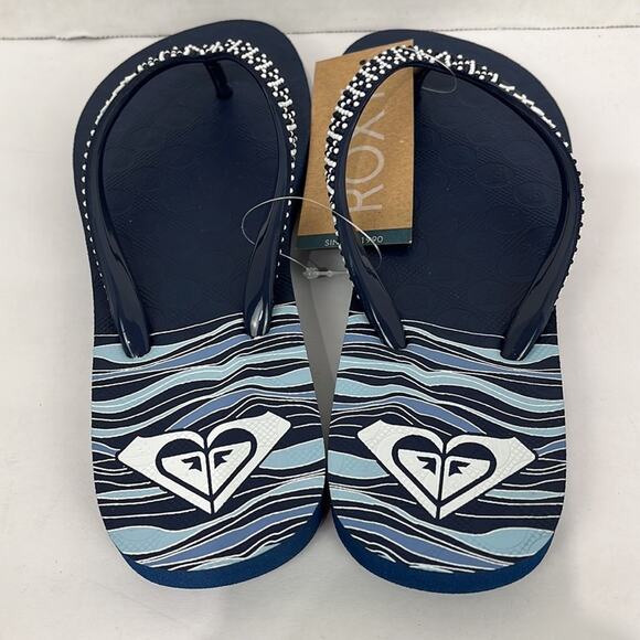 Roxy Lei Blue Flip Flops Women's Size 6 Blue Straps with White & Blue Dots - Picture 6 of 6